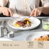 imageMALACASA 105 Inch Dinner Plates Set of 6 Porcelain Round Dessert ampamp Serving Plates Microwave ampamp Dishwasher Safe White Series REG