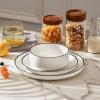 imageMALACASA 24 OZ Cereal Bowls Porcelain Soup Oatmeal Bowls Set of 6 Kitchen Ceramic Serving Bowl Dishwasher Microwave Oven Safe White Series LUNAIvory WhiteBlack Rim