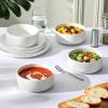 imageMALACASA 24 OZ Cereal Bowls Porcelain Soup Oatmeal Bowls Set of 6 Kitchen Ceramic Serving Bowl Dishwasher Microwave Oven Safe White Series LUNAIvory White