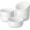 imageMALACASA 24 OZ Cereal Bowls Porcelain Soup Oatmeal Bowls Set of 6 Kitchen Ceramic Serving Bowl Dishwasher Microwave Oven Safe White Series LUNAIvory White