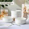 imageMALACASA 24 OZ Cereal Bowls Porcelain Soup Oatmeal Bowls Set of 6 Kitchen Ceramic Serving Bowl Dishwasher Microwave Oven Safe White Series LUNAIvory White