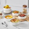 imageMALACASA 24 OZ Cereal Bowls Porcelain Soup Oatmeal Bowls Set of 6 Kitchen Ceramic Serving Bowl Dishwasher Microwave Oven Safe White Series LUNAIvory WhiteBlack Rim