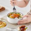 imageMALACASA 24 OZ Cereal Bowls Porcelain Soup Oatmeal Bowls Set of 6 Kitchen Ceramic Serving Bowl Dishwasher Microwave Oven Safe White Series LUNAIvory WhiteBlack Rim