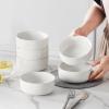 imageMALACASA 24 OZ Cereal Bowls Porcelain Soup Oatmeal Bowls Set of 6 Kitchen Ceramic Serving Bowl Dishwasher Microwave Oven Safe White Series LUNAIvory White