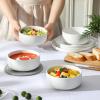 imageMALACASA 24 OZ Cereal Bowls Porcelain Soup Oatmeal Bowls Set of 6 Kitchen Ceramic Serving Bowl Dishwasher Microwave Oven Safe White Series LUNAIvory White