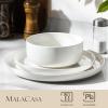 imageMALACASA 24 OZ Cereal Bowls Porcelain Soup Oatmeal Bowls Set of 6 Kitchen Ceramic Serving Bowl Dishwasher Microwave Oven Safe White Series LUNAIvory White