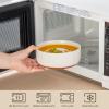imageMALACASA 24 OZ Cereal Bowls Porcelain Soup Oatmeal Bowls Set of 6 Kitchen Ceramic Serving Bowl Dishwasher Microwave Oven Safe White Series LUNAKhaki White