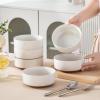 imageMALACASA 24 OZ Cereal Bowls Porcelain Soup Oatmeal Bowls Set of 6 Kitchen Ceramic Serving Bowl Dishwasher Microwave Oven Safe White Series LUNAKhaki White