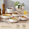 imageMALACASA 24 OZ Cereal Bowls Porcelain Soup Oatmeal Bowls Set of 6 Kitchen Ceramic Serving Bowl Dishwasher Microwave Oven Safe White Series LUNAKhaki White