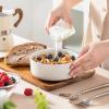 imageMALACASA 24 OZ Cereal Bowls Porcelain Soup Oatmeal Bowls Set of 6 Kitchen Ceramic Serving Bowl Dishwasher Microwave Oven Safe White Series LUNAKhaki White