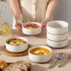 imageMALACASA 24 OZ Cereal Bowls Porcelain Soup Oatmeal Bowls Set of 6 Kitchen Ceramic Serving Bowl Dishwasher Microwave Oven Safe White Series LUNAKhaki White