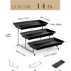 imageMALACASA 3 Tier Serving Trays for Party Porcelain Serving Platters and Trays 12 Inch Tiered Tray Stand Fruit Tray Trays for Serving Food White Dessert Stand with Collapsible Sturdier Metal RackBlack