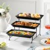 imageMALACASA 3 Tier Serving Trays for Party Porcelain Serving Platters and Trays 12 Inch Tiered Tray Stand Fruit Tray Trays for Serving Food White Dessert Stand with Collapsible Sturdier Metal RackBlack