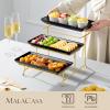 imageMALACASA 3 Tier Serving Trays for Party Porcelain Serving Platters and Trays 12 Inch Tiered Tray Stand Fruit Tray Trays for Serving Food White Dessert Stand with Collapsible Sturdier Metal RackBlack Gold