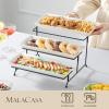 imageMALACASA 3 Tier Serving Trays for Party Porcelain Serving Platters and Trays 12 Inch Tiered Tray Stand Fruit Tray Trays for Serving Food White Dessert Stand with Collapsible Sturdier Metal RackWhite
