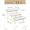 imageMALACASA 3 Tier Serving Trays for Party Porcelain Serving Platters and Trays 12 Inch Tiered Tray Stand Fruit Tray Trays for Serving Food White Dessert Stand with Collapsible Sturdier Metal RackWhite Gold