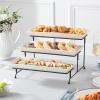 imageMALACASA 3 Tier Serving Trays for Party Porcelain Serving Platters and Trays 12 Inch Tiered Tray Stand Fruit Tray Trays for Serving Food White Dessert Stand with Collapsible Sturdier Metal RackWhite