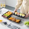 imageMALACASA 3 Tier Serving Trays for Party Porcelain Serving Platters and Trays 12 Inch Tiered Tray Stand Fruit Tray Trays for Serving Food White Dessert Stand with Collapsible Sturdier Metal RackBlack Gold