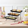 imageMALACASA 3 Tier Serving Trays for Party Porcelain Serving Platters and Trays 12 Inch Tiered Tray Stand Fruit Tray Trays for Serving Food White Dessert Stand with Collapsible Sturdier Metal RackBlack