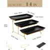 imageMALACASA 3 Tier Serving Trays for Party Porcelain Serving Platters and Trays 12 Inch Tiered Tray Stand Fruit Tray Trays for Serving Food White Dessert Stand with Collapsible Sturdier Metal RackBlack Gold