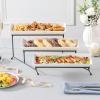 imageMALACASA 3 Tier Serving Trays for Party Porcelain Serving Platters and Trays 12 Inch Tiered Tray Stand Fruit Tray Trays for Serving Food White Dessert Stand with Collapsible Sturdier Metal RackWhite