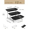 imageMALACASA 3 Tier Serving Trays for Party Porcelain Serving Platters and Trays 12 Inch Tiered Tray Stand Fruit Tray Trays for Serving Food White Dessert Stand with Collapsible Sturdier Metal RackBlack
