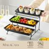 imageMALACASA 3 Tier Serving Trays for Party Porcelain Serving Platters and Trays 12 Inch Tiered Tray Stand Fruit Tray Trays for Serving Food White Dessert Stand with Collapsible Sturdier Metal RackBlack