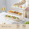 imageMALACASA 3 Tier Serving Trays for Party Porcelain Serving Platters and Trays 12 Inch Tiered Tray Stand Fruit Tray Trays for Serving Food White Dessert Stand with Collapsible Sturdier Metal RackWhite Gold