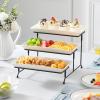 imageMALACASA 3 Tier Serving Trays for Party Porcelain Serving Platters and Trays 12 Inch Tiered Tray Stand Fruit Tray Trays for Serving Food White Dessert Stand with Collapsible Sturdier Metal RackWhite