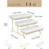 imageMALACASA 3 Tier Serving Trays for Party Porcelain Serving Platters and Trays 12 Inch Tiered Tray Stand Fruit Tray Trays for Serving Food White Dessert Stand with Collapsible Sturdier Metal RackWhite Gold