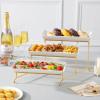 imageMALACASA 3 Tier Serving Trays for Party Porcelain Serving Platters and Trays 12 Inch Tiered Tray Stand Fruit Tray Trays for Serving Food White Dessert Stand with Collapsible Sturdier Metal RackWhite Gold