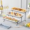 imageMALACASA 3 Tier Serving Trays for Party Porcelain Serving Platters and Trays 12 Inch Tiered Tray Stand Fruit Tray Trays for Serving Food White Dessert Stand with Collapsible Sturdier Metal RackWhite