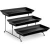 imageMALACASA 3 Tier Serving Trays for Party Porcelain Serving Platters and Trays 12 Inch Tiered Tray Stand Fruit Tray Trays for Serving Food White Dessert Stand with Collapsible Sturdier Metal RackBlack