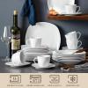imageMALACASA 30Piece Gourmet Porcelain Dinnerware Sets Modern White Round Dish Set for 6  Premium Serving Plates and Bowls Sets for Dessert Salad Soup Pasta  Series AMELIAELISA