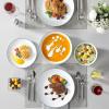 imageMALACASA 30Piece Gourmet Porcelain Dinnerware Sets Modern White Round Dish Set for 6  Premium Serving Plates and Bowls Sets for Dessert Salad Soup Pasta  Series AMELIAAMELIABlack Rim