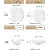 imageMALACASA 30Piece Gourmet Porcelain Dinnerware Sets Modern White Round Dish Set for 6  Premium Serving Plates and Bowls Sets for Dessert Salad Soup Pasta  Series AMELIAELISASilver Rim