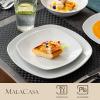 imageMALACASA 30Piece Gourmet Porcelain Dinnerware Sets Modern White Round Dish Set for 6  Premium Serving Plates and Bowls Sets for Dessert Salad Soup Pasta  Series AMELIAELISA