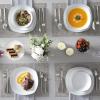 imageMALACASA 30Piece Gourmet Porcelain Dinnerware Sets Modern White Round Dish Set for 6  Premium Serving Plates and Bowls Sets for Dessert Salad Soup Pasta  Series AMELIAELISASilver Rim