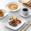 imageMALACASA 30Piece Gourmet Porcelain Dinnerware Sets Modern White Round Dish Set for 6  Premium Serving Plates and Bowls Sets for Dessert Salad Soup Pasta  Series AMELIAJULIA