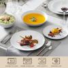 imageMALACASA 30Piece Gourmet Porcelain Dinnerware Sets Modern White Round Dish Set for 6  Premium Serving Plates and Bowls Sets for Dessert Salad Soup Pasta  Series AMELIAAMELIA White