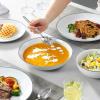 imageMALACASA 30Piece Gourmet Porcelain Dinnerware Sets Modern White Round Dish Set for 6  Premium Serving Plates and Bowls Sets for Dessert Salad Soup Pasta  Series AMELIAAMELIABlack Rim