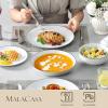 imageMALACASA 30Piece Gourmet Porcelain Dinnerware Sets Modern White Round Dish Set for 6  Premium Serving Plates and Bowls Sets for Dessert Salad Soup Pasta  Series AMELIAAMELIABlack Rim
