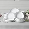 imageMALACASA 30Piece Gourmet Porcelain Dinnerware Sets Modern White Round Dish Set for 6  Premium Serving Plates and Bowls Sets for Dessert Salad Soup Pasta  Series AMELIAAMELIABlack Rim