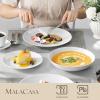 imageMALACASA 30Piece Gourmet Porcelain Dinnerware Sets Modern White Round Dish Set for 6  Premium Serving Plates and Bowls Sets for Dessert Salad Soup Pasta  Series AMELIAAMELIA