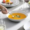 imageMALACASA 30Piece Gourmet Porcelain Dinnerware Sets Modern White Round Dish Set for 6  Premium Serving Plates and Bowls Sets for Dessert Salad Soup Pasta  Series AMELIAAMELIA White
