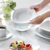 imageMALACASA 30Piece Gourmet Porcelain Dinnerware Sets Modern White Round Dish Set for 6  Premium Serving Plates and Bowls Sets for Dessert Salad Soup Pasta  Series AMELIAJULIA