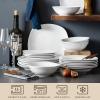 imageMALACASA 30Piece Gourmet Porcelain Dinnerware Sets Modern White Round Dish Set for 6  Premium Serving Plates and Bowls Sets for Dessert Salad Soup Pasta  Series AMELIAELISA