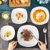 imageMALACASA 30Piece Gourmet Porcelain Dinnerware Sets Modern White Round Dish Set for 6  Premium Serving Plates and Bowls Sets for Dessert Salad Soup Pasta  Series AMELIAELISA
