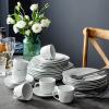 imageMALACASA 30Piece Gourmet Porcelain Dinnerware Sets Modern White Round Dish Set for 6  Premium Serving Plates and Bowls Sets for Dessert Salad Soup Pasta  Series AMELIAELISA