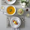 imageMALACASA 30Piece Gourmet Porcelain Dinnerware Sets Modern White Round Dish Set for 6  Premium Serving Plates and Bowls Sets for Dessert Salad Soup Pasta  Series AMELIAAMELIA White